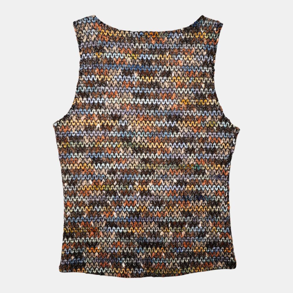 Vintage Marled Knit Sleeveless Sweater Top Earth Tone Lagenlook Boho Small - Picture 3 of 7